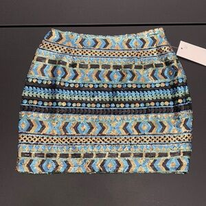 Tobi Ladies Sequin Geometric Mini Skirt - Small